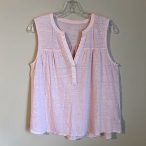✨ GAP Light Pink Linen V-Neck Flowy Lightweight Sleeveless Tank Top Size Medium
